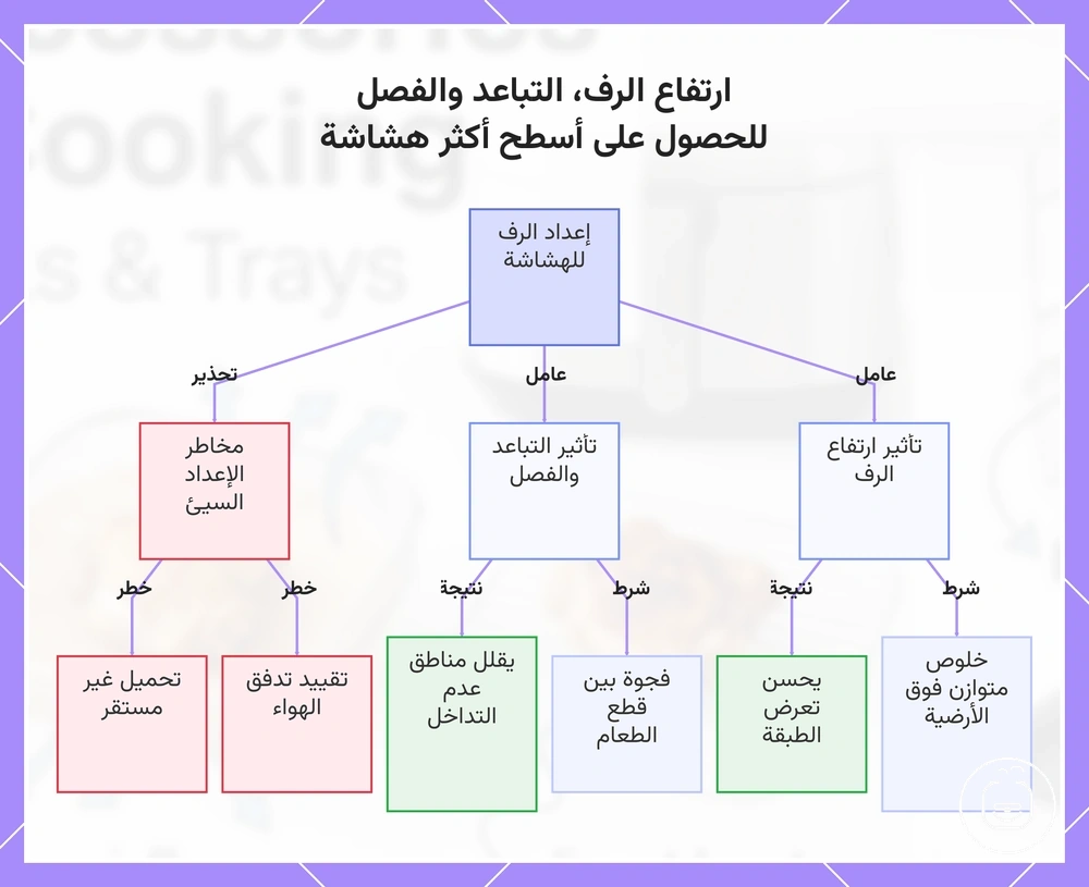 ارتفاع الرف، التباعد والفصل للحصول على أسطح أكثر هشاشة