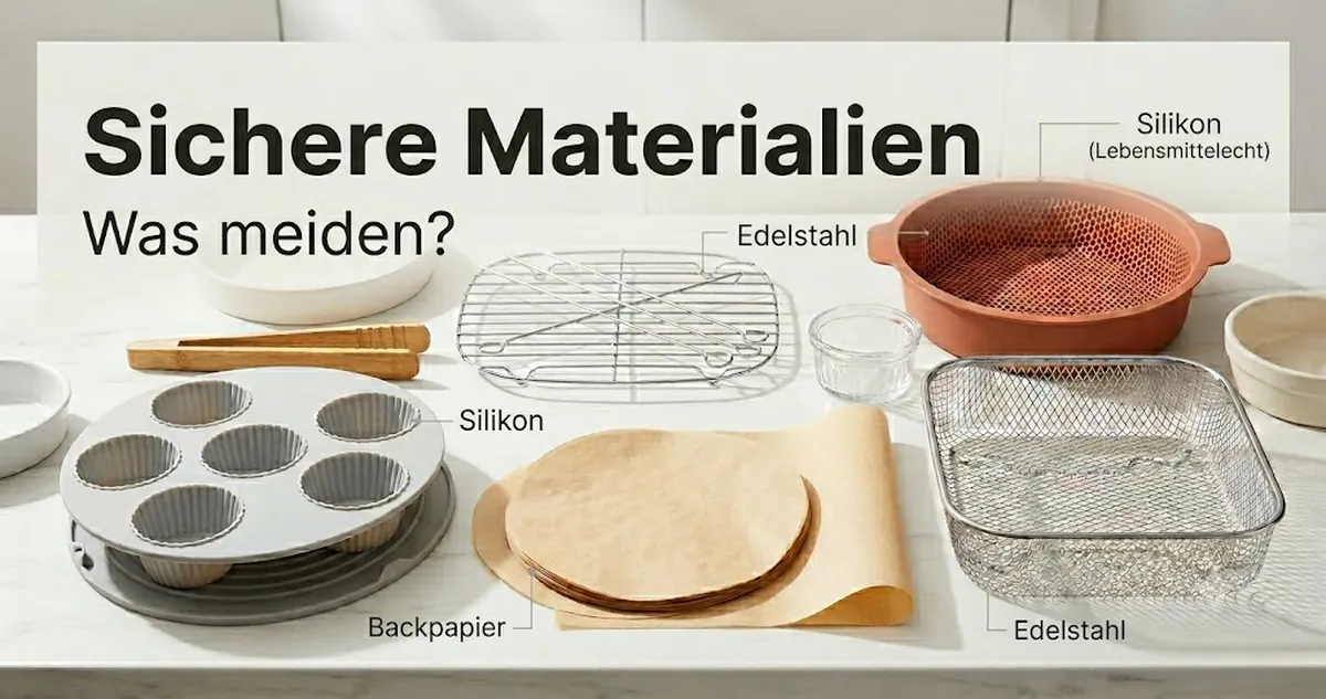 Zubehör für Heißluftfritteusen aus Silikon, Edelstahl, Backpapier und anderen hitzebeständigen Materialien