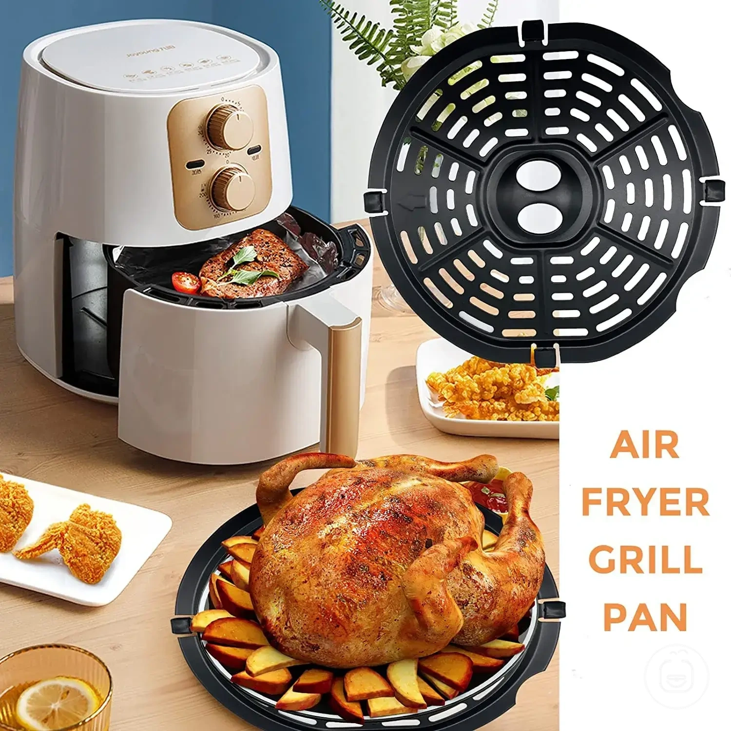 Ersatz-Grillplatte für den Heißluftfritteusenkorb mit Gartrennfunktion