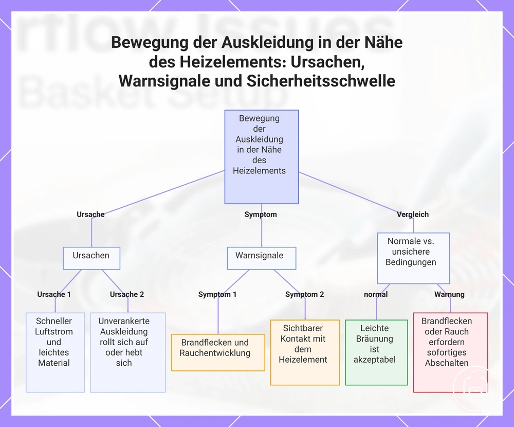 Bewegung der Auskleidung in der Nähe des Heizelements: Ursachen, Warnsignale und Sicherheitsschwelle