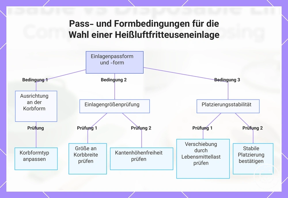 Pass- und Formbedingungen für die Wahl einer Heißluftfritteuseneinlage