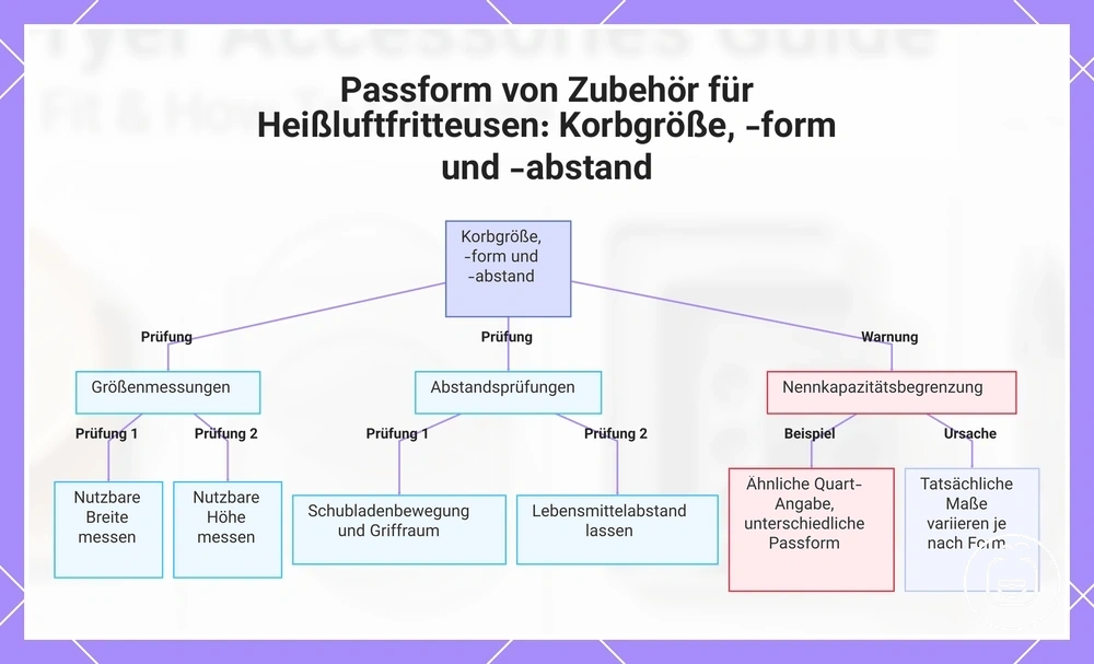 Passform von Zubehör für Heißluftfritteusen: Korbgröße, -form und -abstand