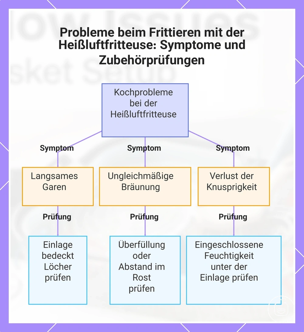 Probleme beim Frittieren mit der Heißluftfritteuse: Symptome und Zubehörprüfungen