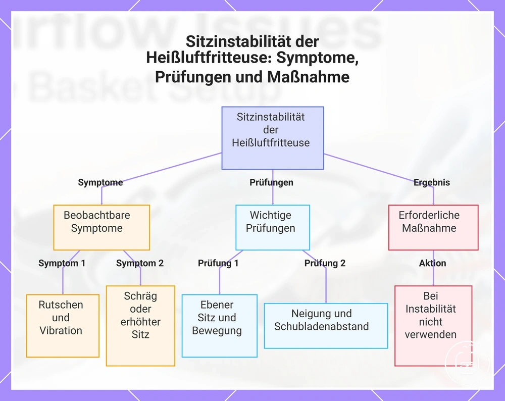 Sitzinstabilität der Heißluftfritteuse: Symptome, Prüfungen und Maßnahme