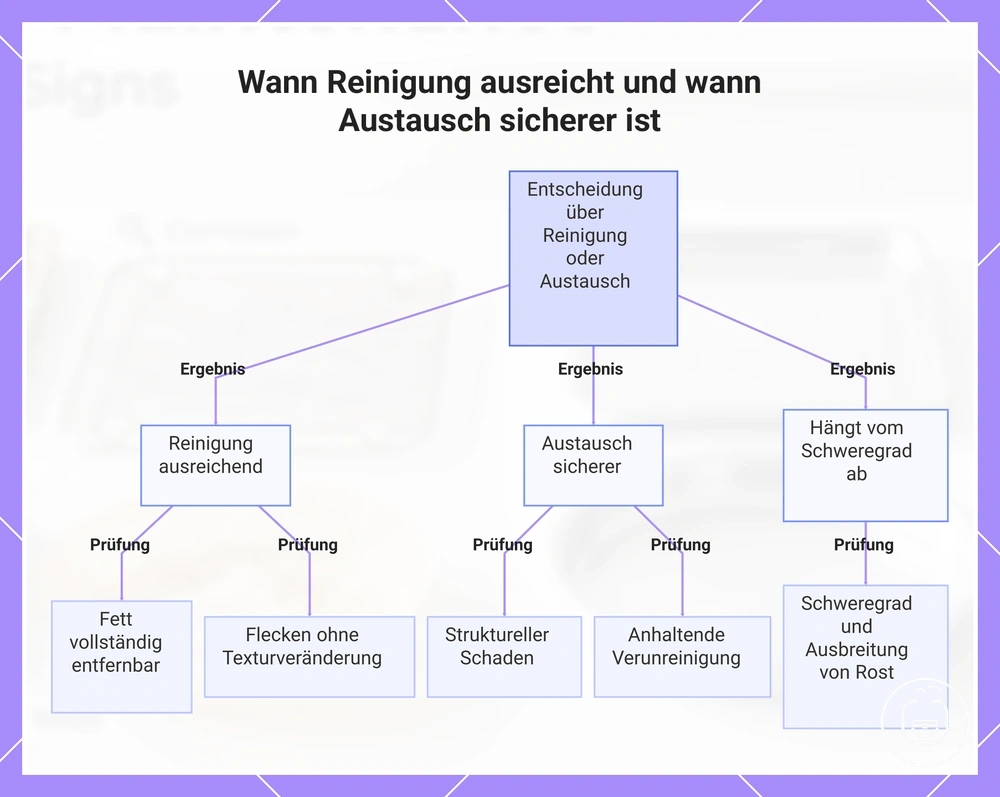 Wann Reinigung ausreicht und wann Austausch sicherer ist