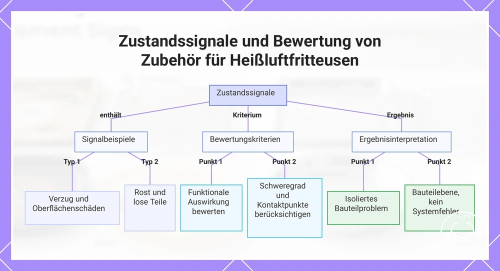 Zustandssignale und Bewertung von Zubehör für Heißluftfritteusen