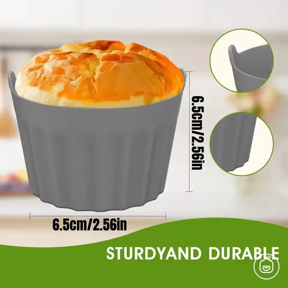 four silicone air fryer ramekin cups for muffins eggs and cupcakes