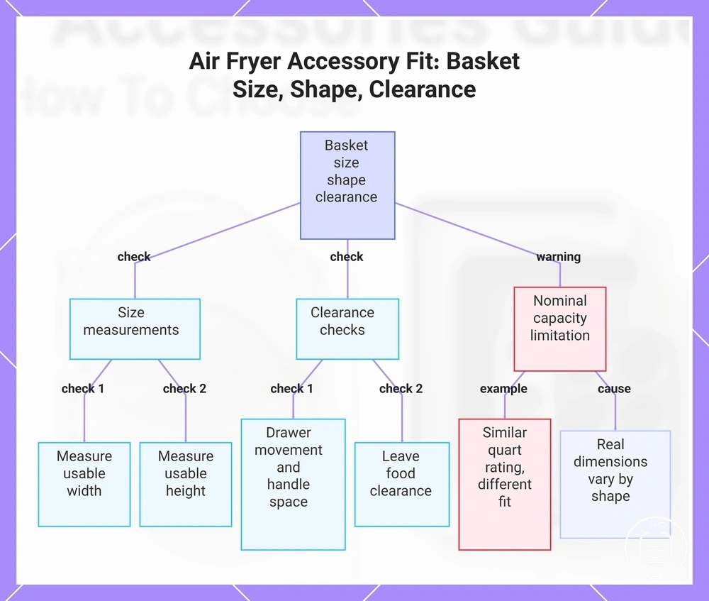 Air Fryer Accessory Fit: Basket Size, Shape, Clearance