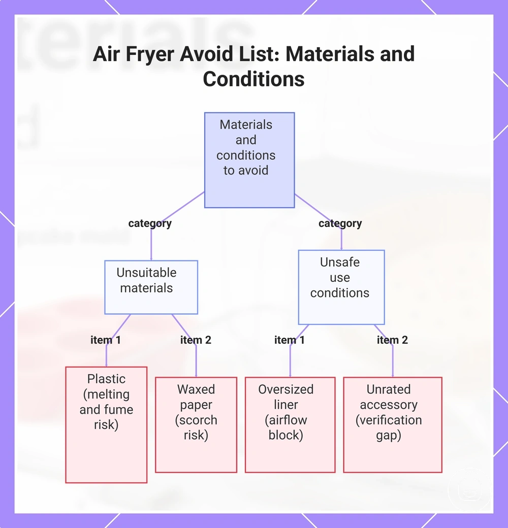 Air Fryer Avoid List: Materials and Conditions