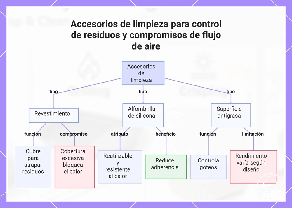 Accesorios de limpieza para control de residuos y compromisos de flujo de aire