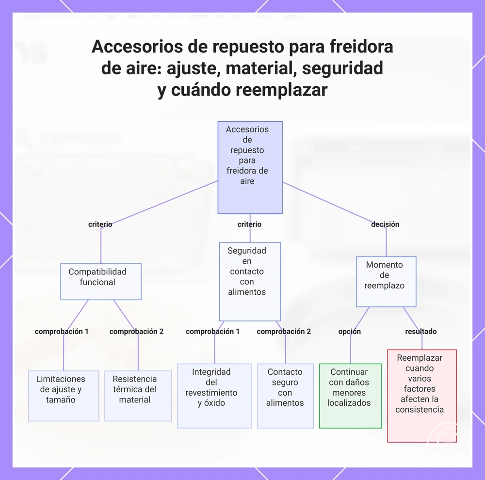 Accesorios de repuesto para freidora de aire: ajuste, material, seguridad y cuándo reemplazar