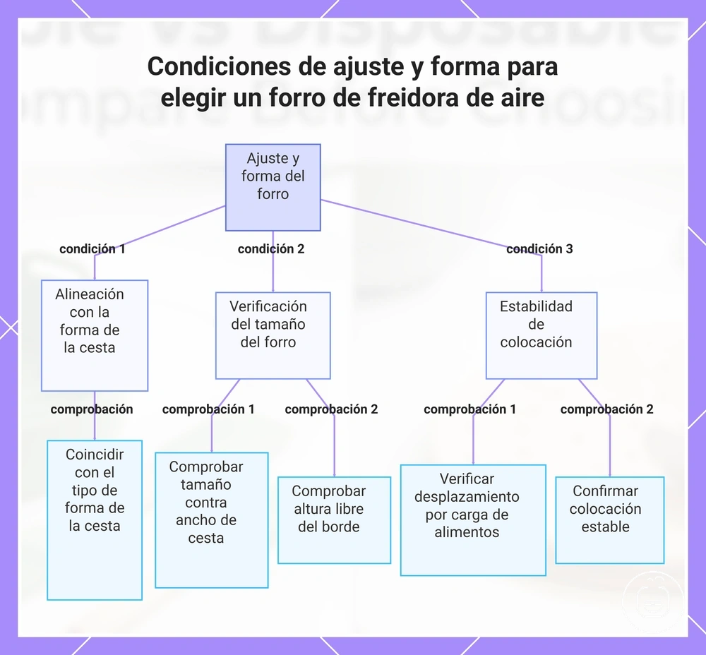Condiciones de ajuste y forma para elegir un forro de freidora de aire