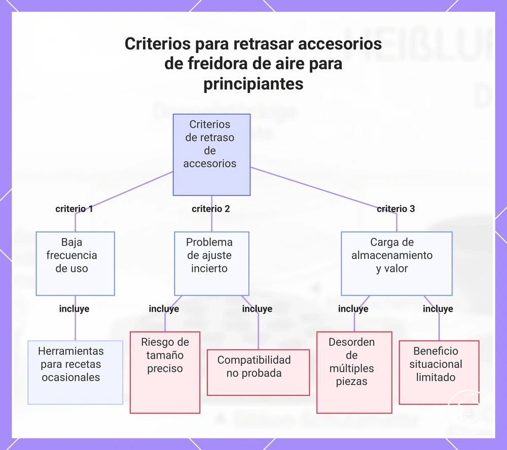 Criterios para retrasar accesorios de freidora de aire para principiantes