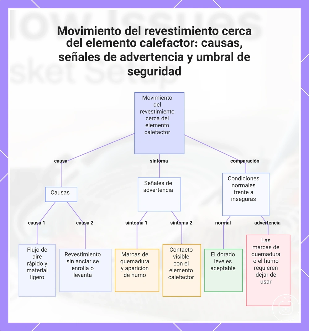 Movimiento del revestimiento cerca del elemento calefactor: causas, señales de advertencia y umbral de seguridad