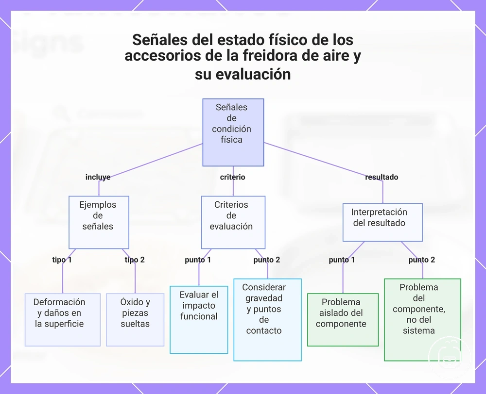 Señales del estado físico de los accesorios de la freidora de aire y su evaluación