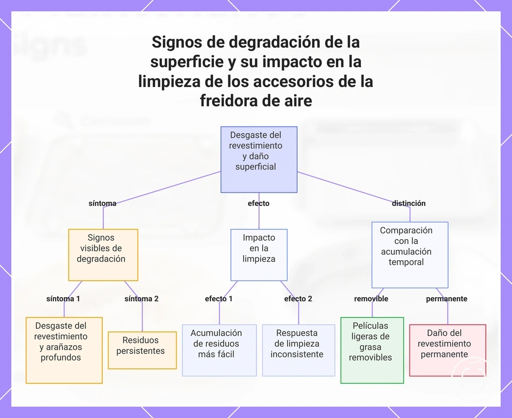 Signos de degradación de la superficie y su impacto en la limpieza de los accesorios de la freidora de aire
