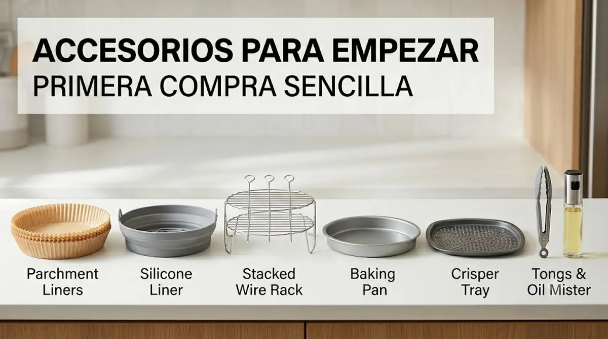 Accesorios básicos para freidora de aire preparados para una primera compra sencilla