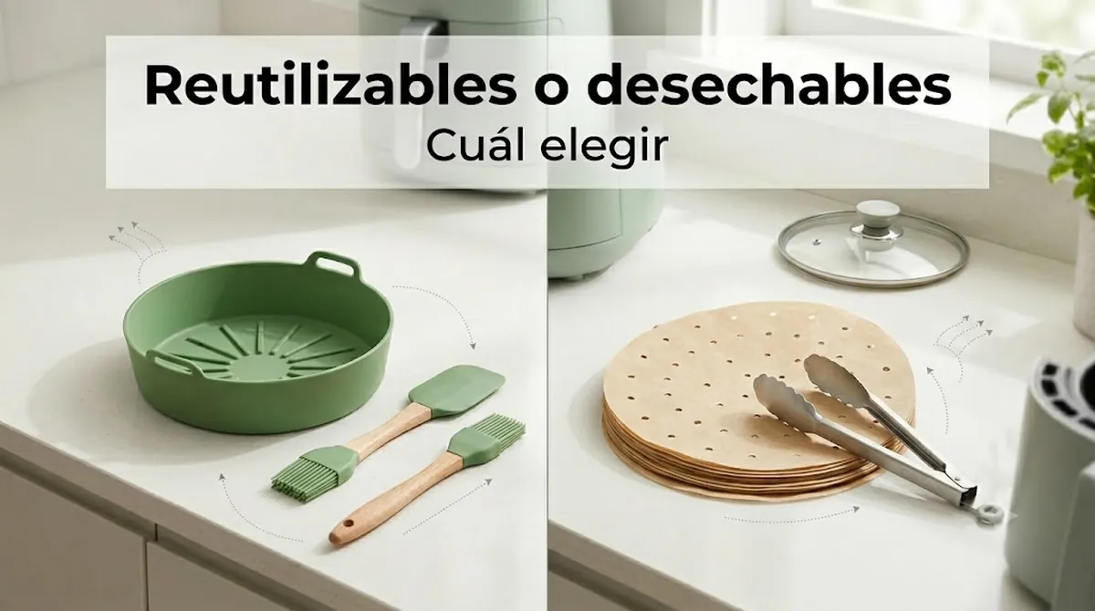 Revestimiento reutilizable de silicona junto a revestimientos desechables de papel para freidora de aire