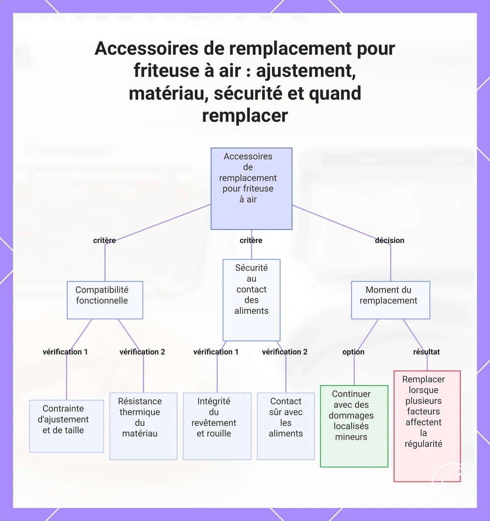 Accessoires de remplacement pour friteuse à air : ajustement, matériau, sécurité et quand remplacer