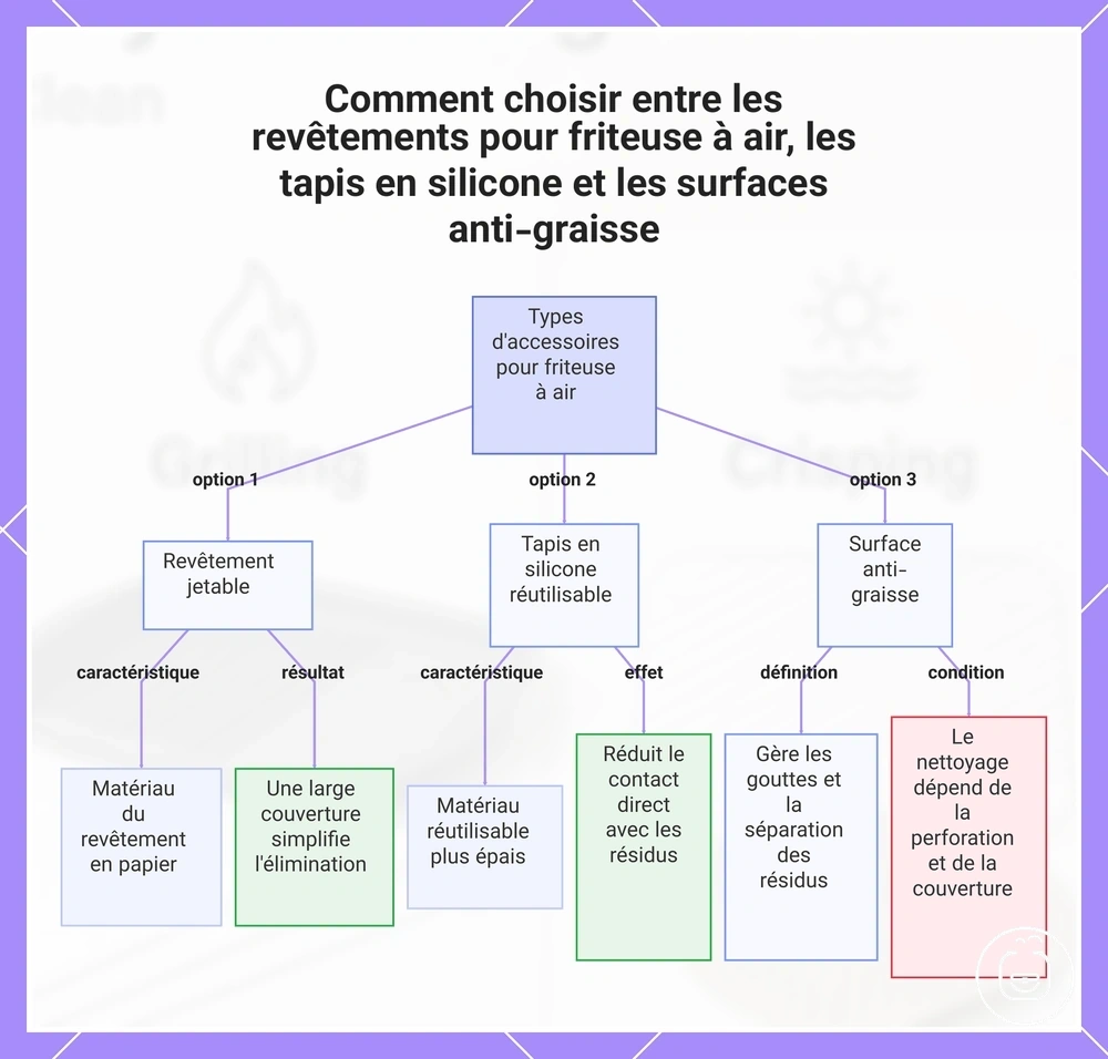 Comment choisir entre les revêtements pour friteuse à air, les tapis en silicone et les surfaces anti-graisse