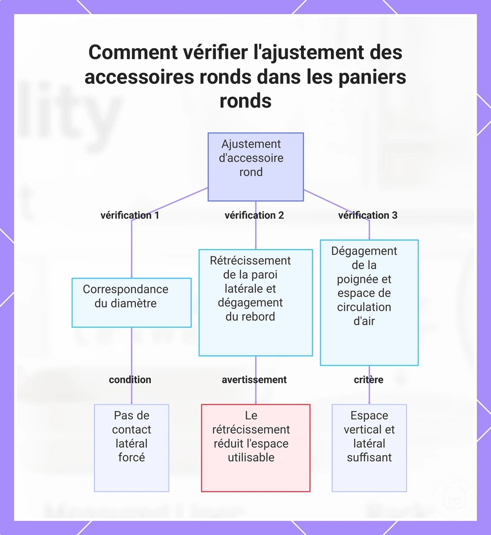Comment vérifier l'ajustement des accessoires ronds dans les paniers ronds