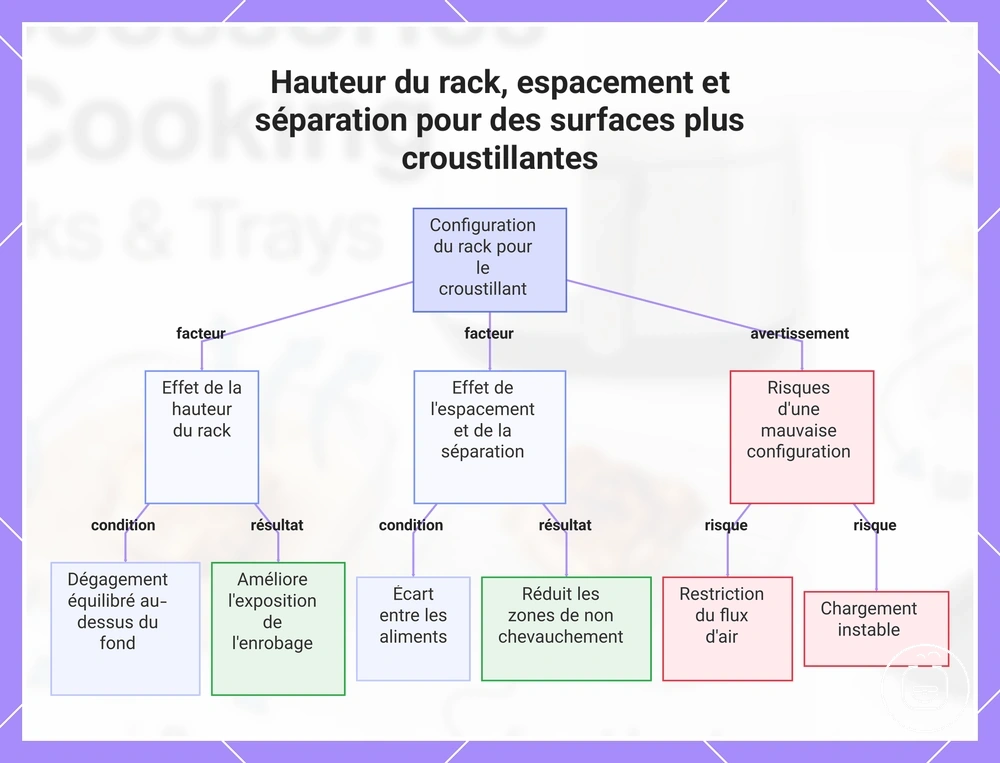 Hauteur du rack, espacement et séparation pour des surfaces plus croustillantes