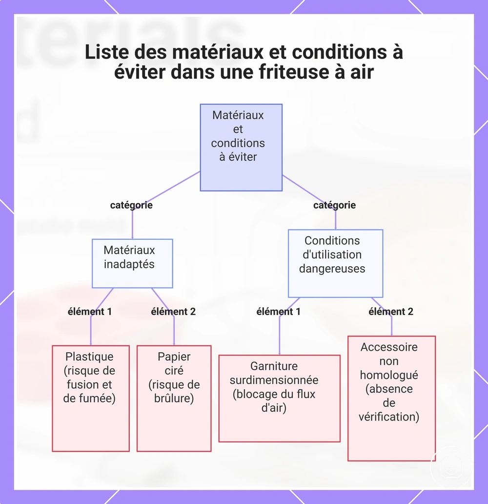 Liste des matériaux et conditions à éviter dans une friteuse à air