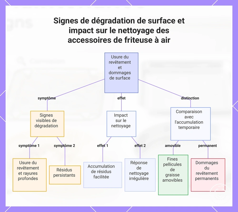 Signes de dégradation de surface et impact sur le nettoyage des accessoires de friteuse à air