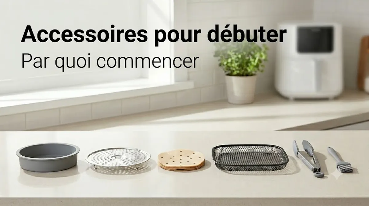 Accessoires simples pour friteuse sans huile présentés pour une première sélection facile