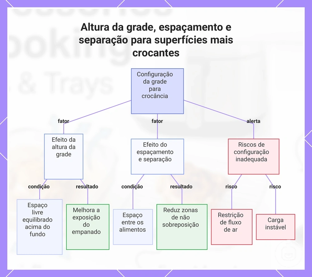 Altura da grade, espaçamento e separação para superfícies mais crocantes