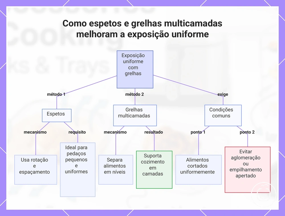 Como espetos e grelhas multicamadas melhoram a exposição uniforme