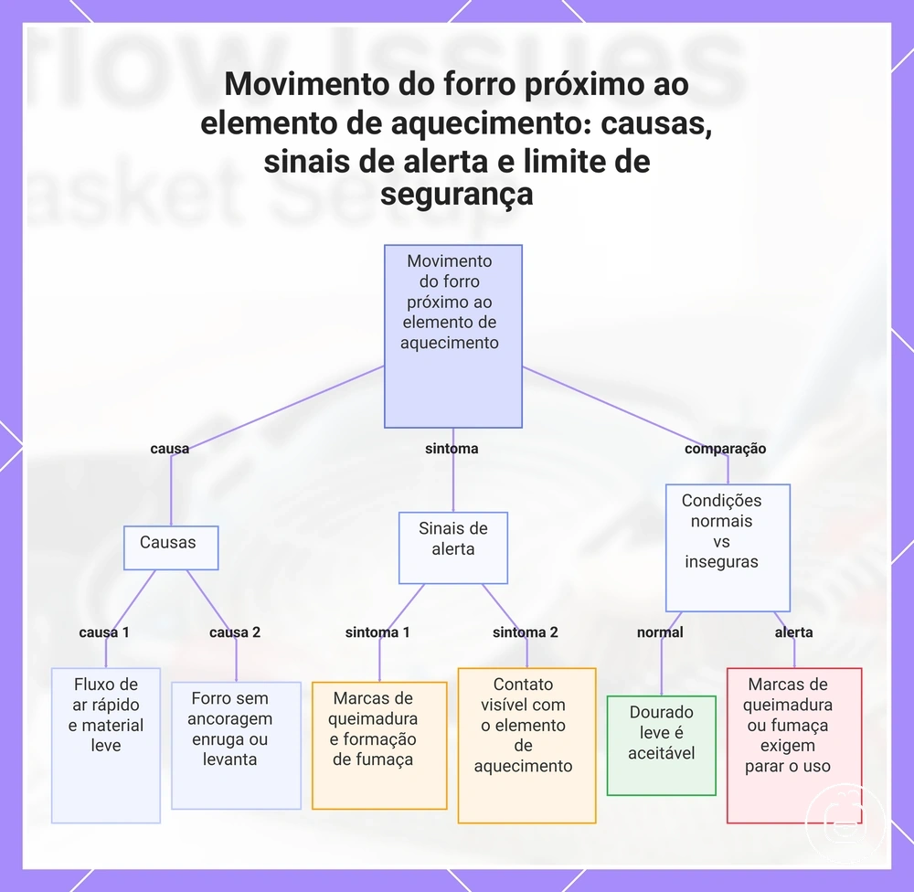 Movimento do forro próximo ao elemento de aquecimento: causas, sinais de alerta e limite de segurança