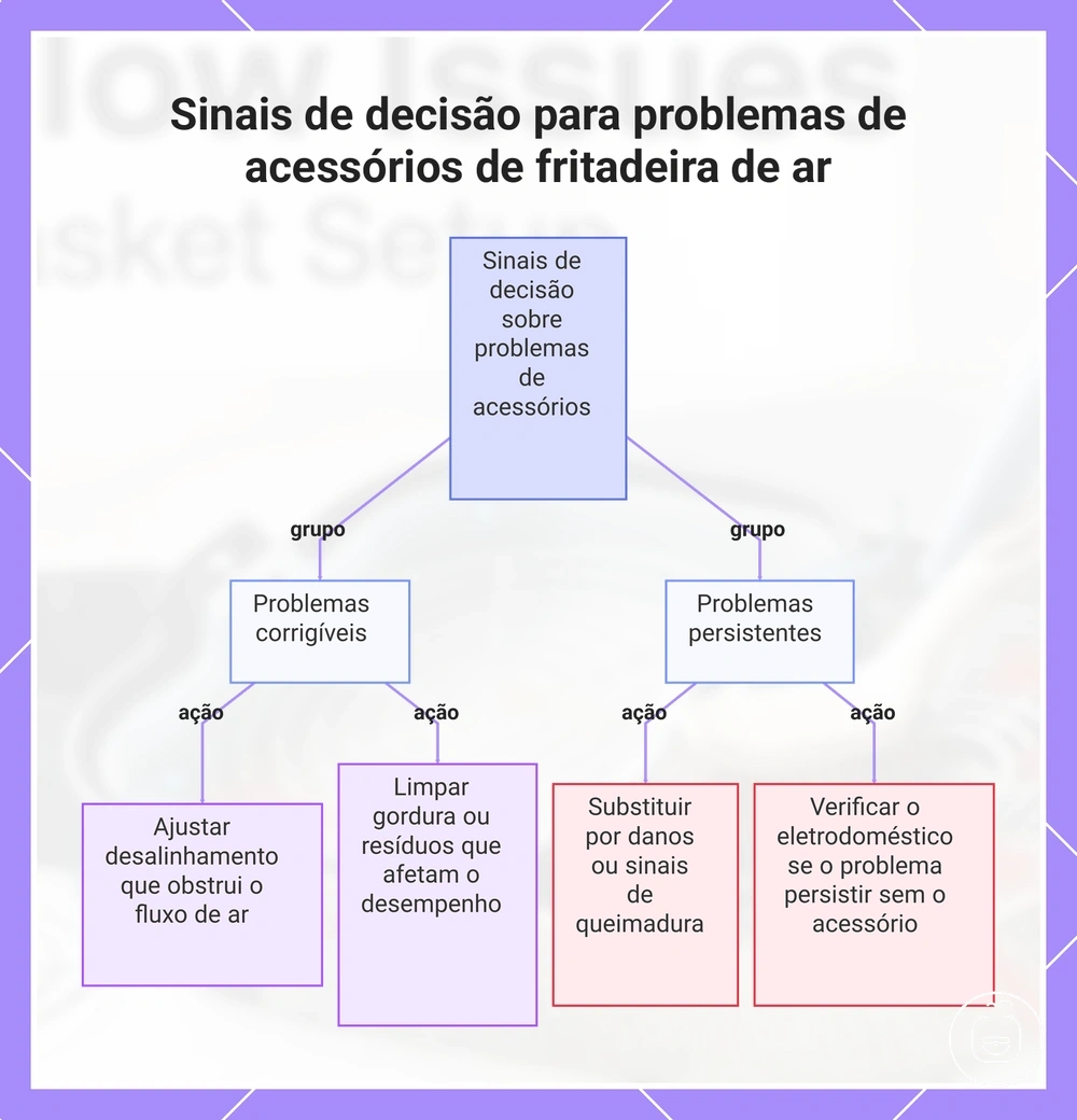 Sinais de decisão para problemas de acessórios de fritadeira de ar