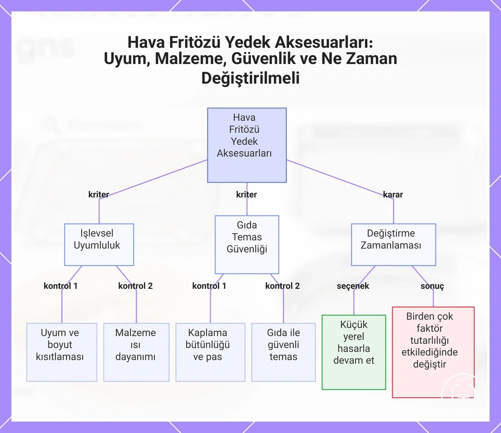 Hava Fritözü Yedek Aksesuarları: Uyum, Malzeme, Güvenlik ve Ne Zaman Değiştirilmeli
