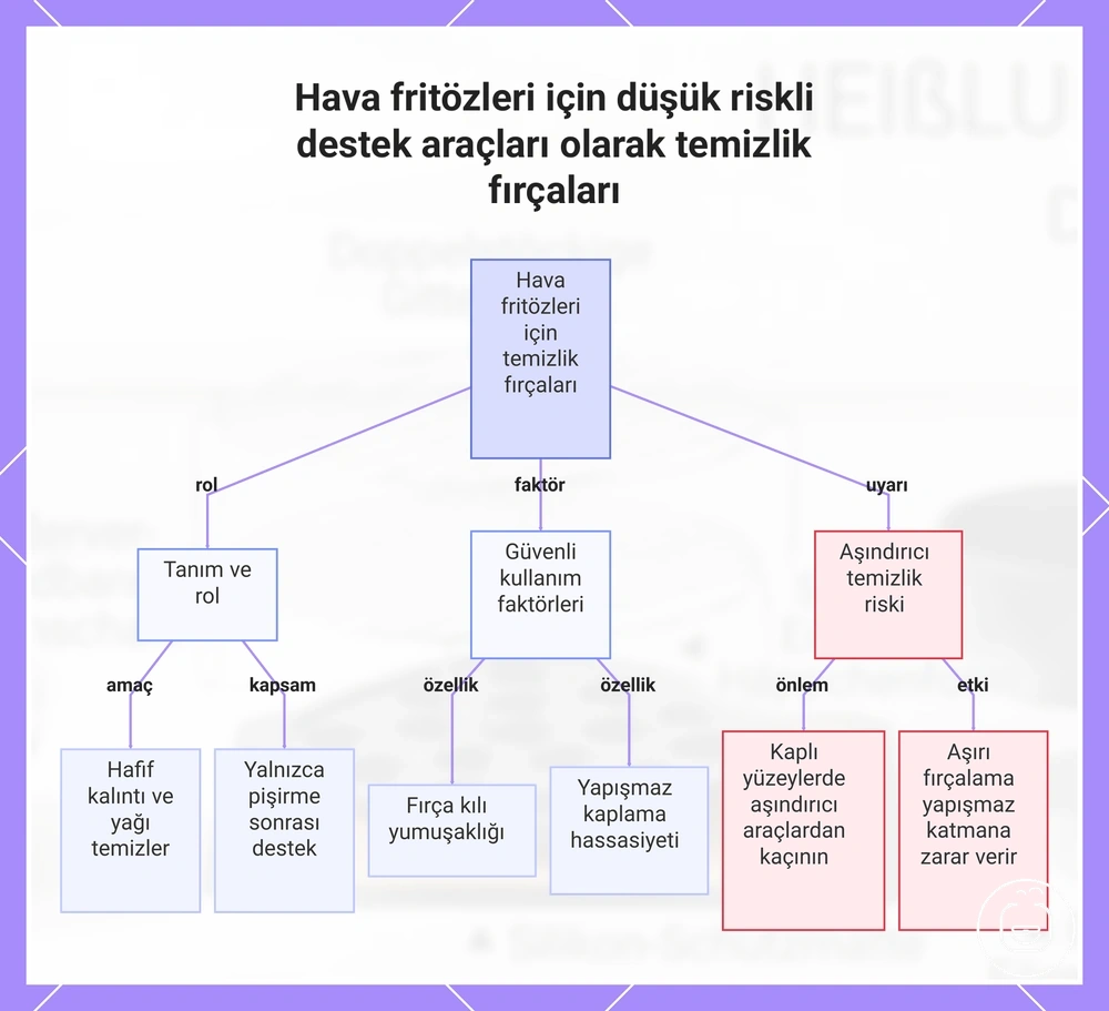 Hava fritözleri için düşük riskli destek araçları olarak temizlik fırçaları
