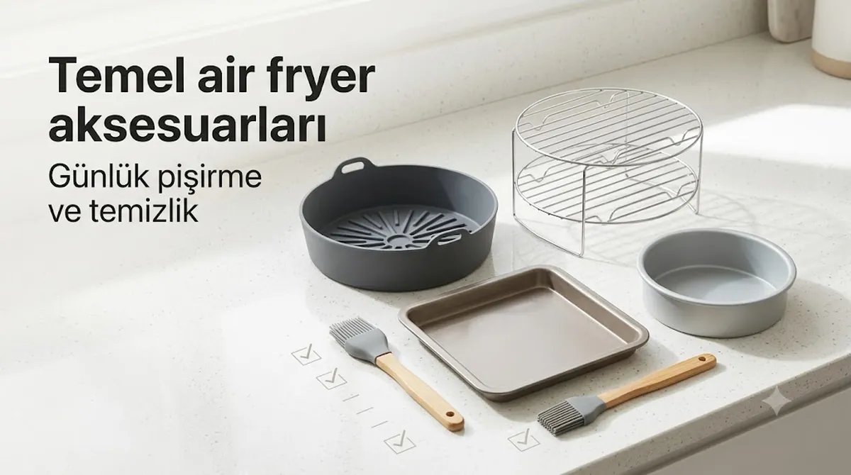 Günlük pişirme ve temizlik için seçilmiş temel air fryer aksesuarları