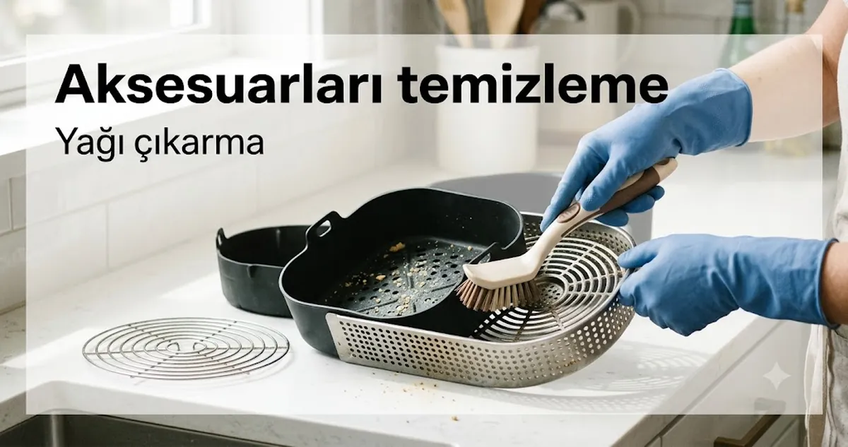 Fırça ve çıkarılabilir tabanla temizlenen air fryer aksesuarları