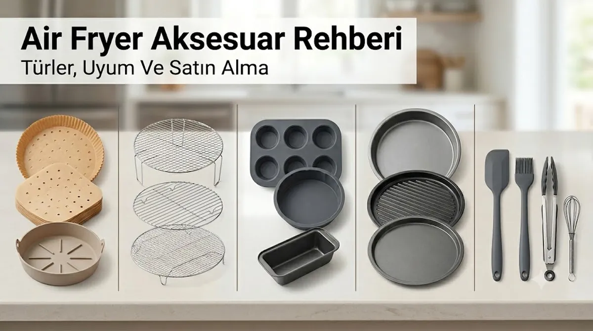 Doğru ek parçaları seçmek için taban, raf, kalıp ve araçlardan oluşan air fryer aksesuarları